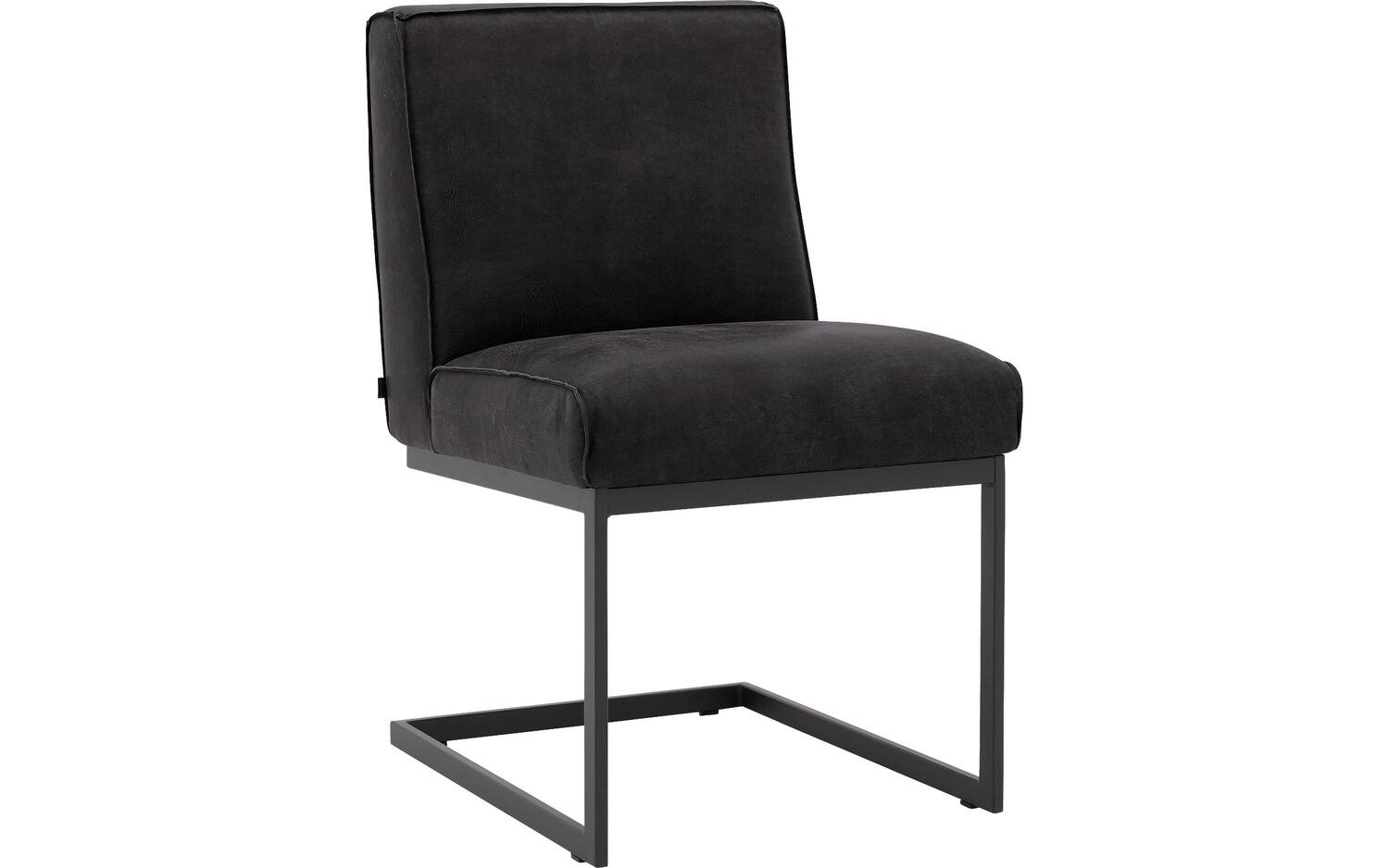 Goossens Excellent Eetkamerstoel Tom zwart leer leuning, urban industrieel - 8718823169218