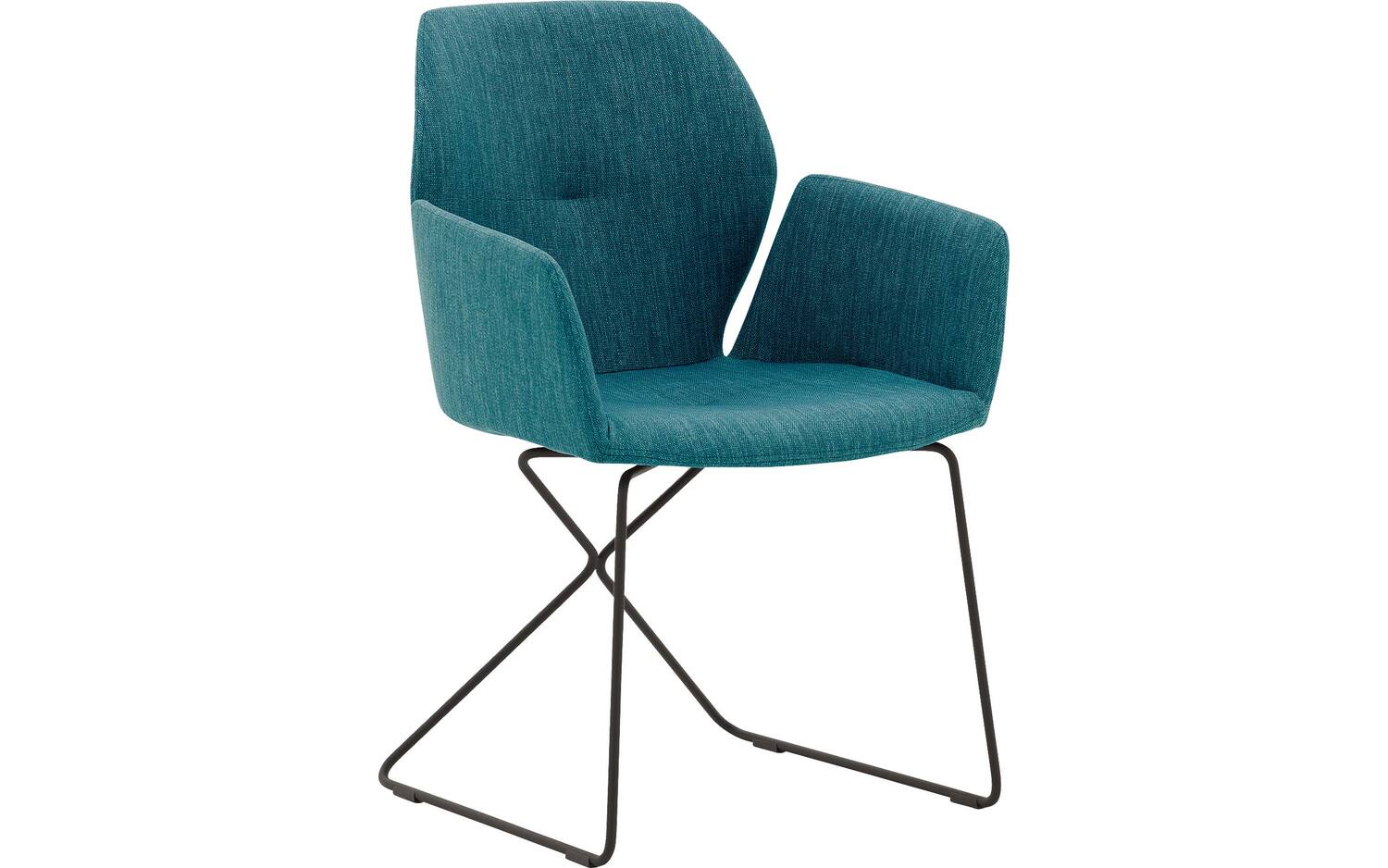 Goossens Excellent Eetkamerstoel Manzini groen stof met armleuning, modern design - 8718823144307