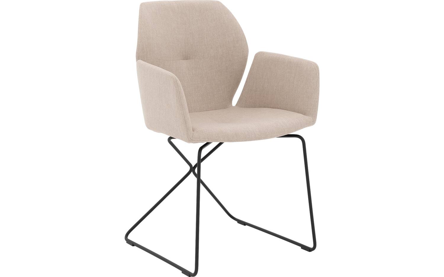 Goossens Excellent Eetkamerstoel Manzini wit stof met armleuning, modern design - 8718823146950