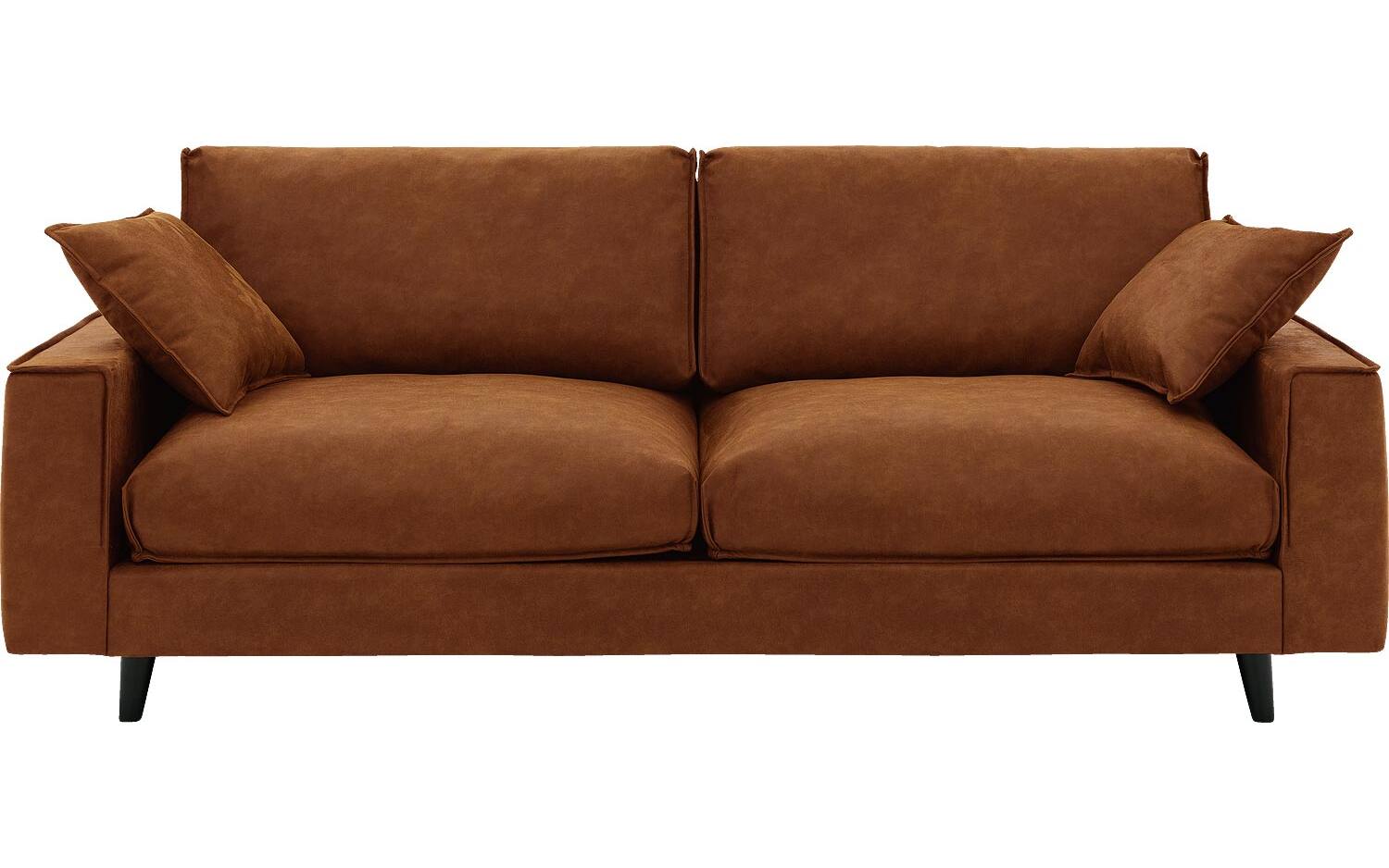 Goossens Bank Jonas cognac, micro leer, 3,5-zits, urban industrieel - 8718823146837