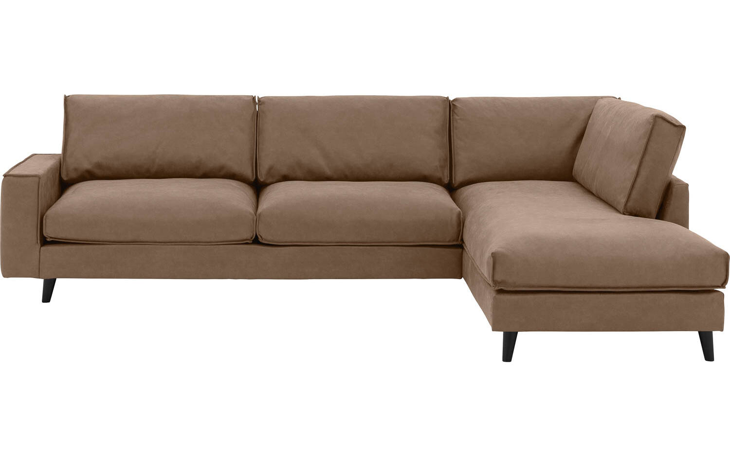 Goossens Bank Jonas bruin, micro leer, 3,5-zits, urban industrieel met ligelement rechts - 8718823147223