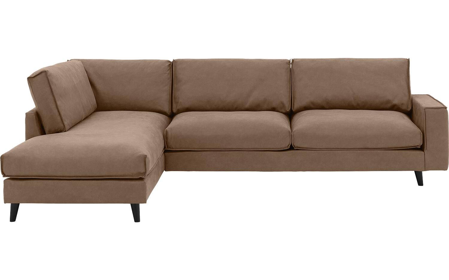 Goossens Bank Jonas bruin, micro leer, 3,5-zits, urban industrieel met ligelement links - 8718823146820