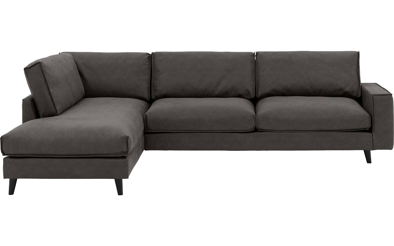 Goossens Bank Jonas grijs, micro leer, 3,5-zits, urban industrieel met ligelement links - 8718823146813