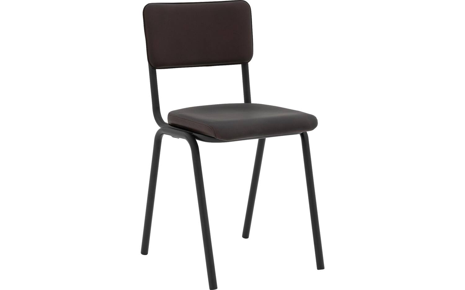 Goossens Eetkamerstoel Chaplin donkerbruin leer leuning, urban industrieel - 8718823147087