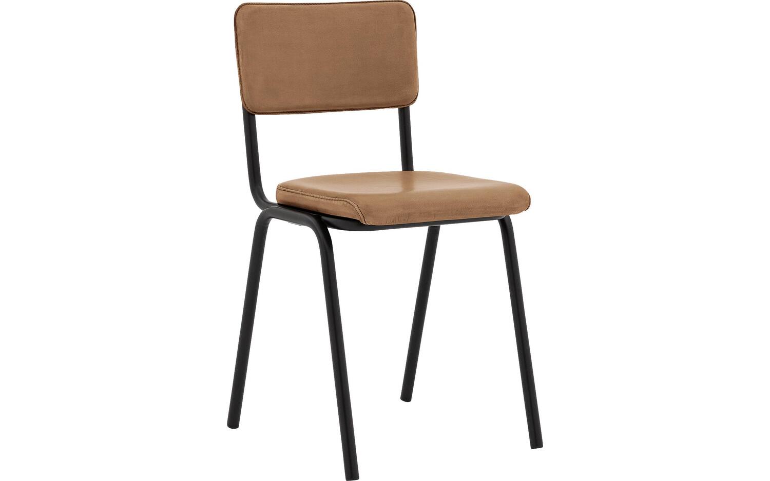 Goossens Eetkamerstoel Chaplin bruin leer leuning, urban industrieel - 8718823154290