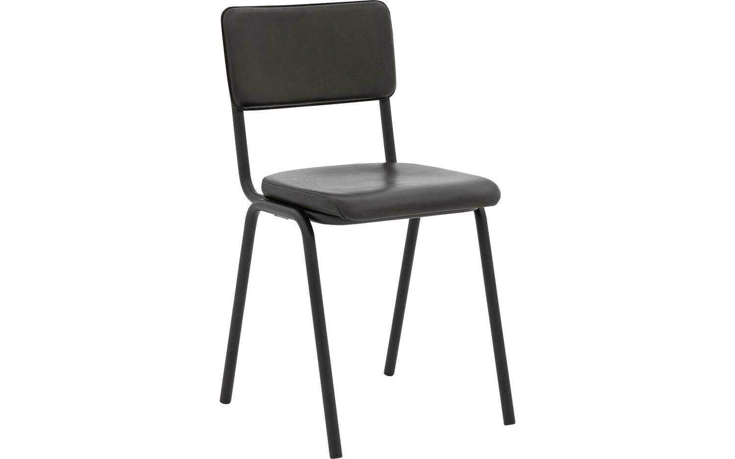 Goossens Eetkamerstoel Chaplin groen leer leuning, urban industrieel - 8718823050936