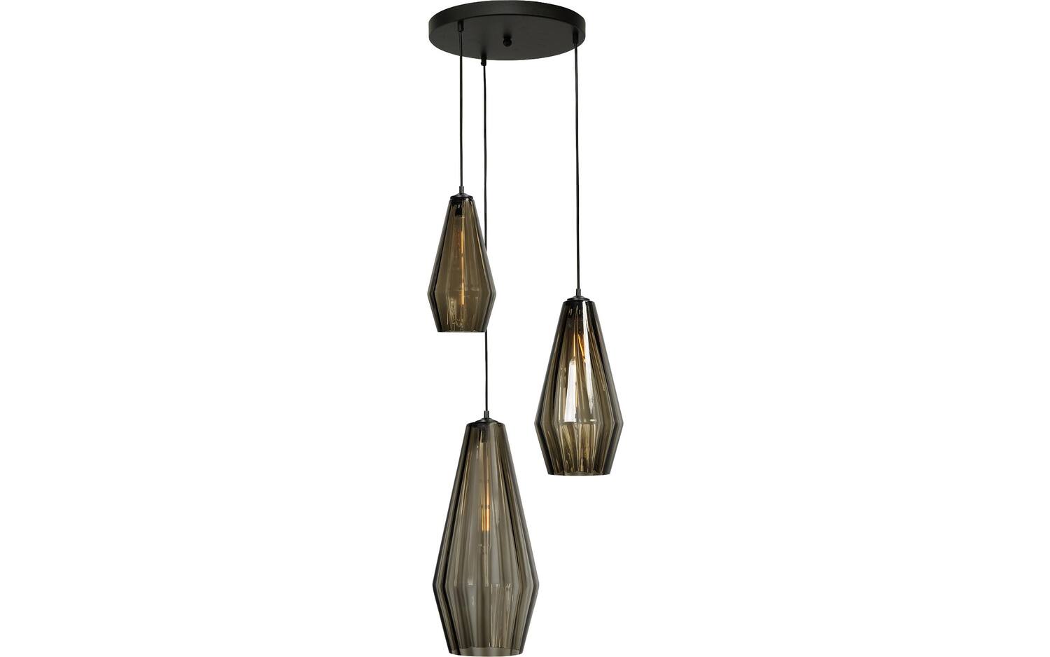 Goossens Excellent Hanglamp Klasse, Hanglamp met 3 lichtpunten rond - 8718121260419