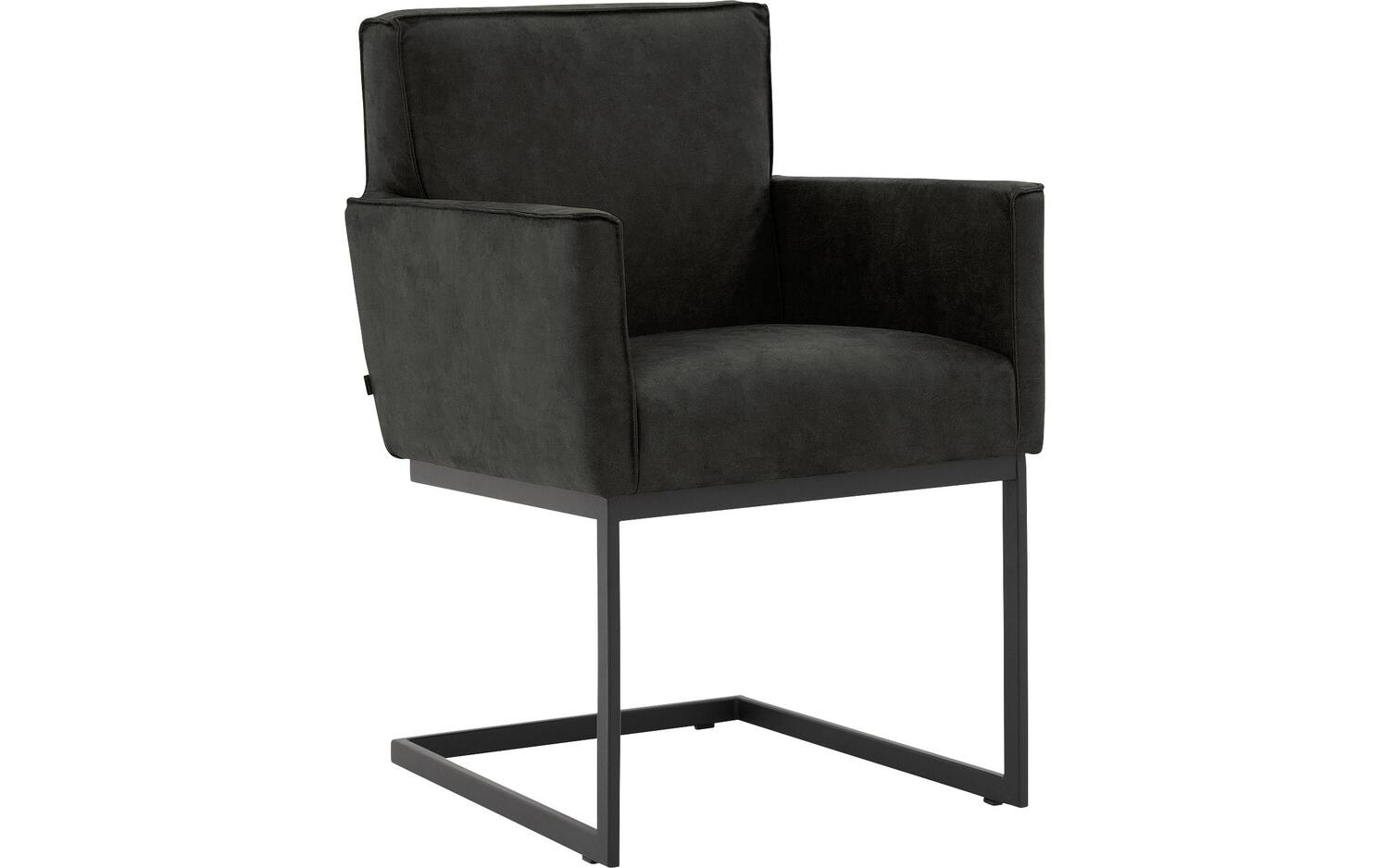 Goossens Excellent Eetkamerstoel Tom grijs micro leer met armleuning, urban industrieel - 8718823169232