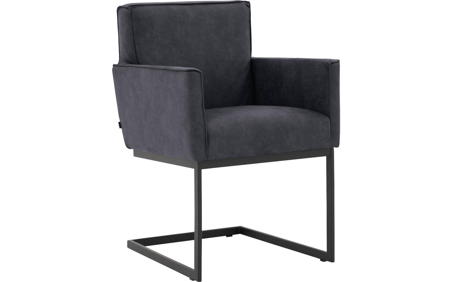 Goossens Excellent Eetkamerstoel Tom blauw micro leer met armleuning, urban industrieel - 8718823169256