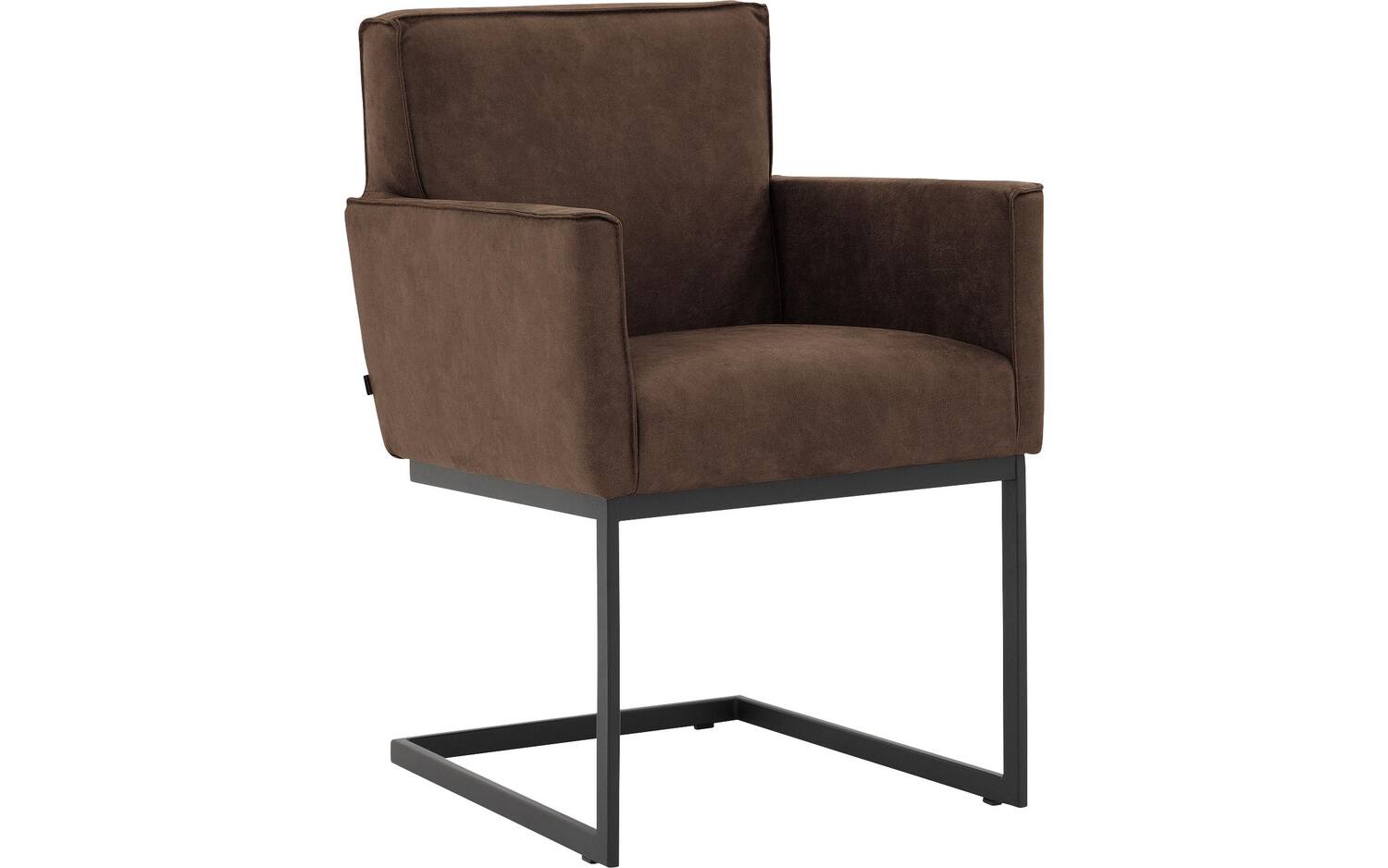 Goossens Excellent Eetkamerstoel Tom bruin micro leer met armleuning, urban industrieel - 8718823169294