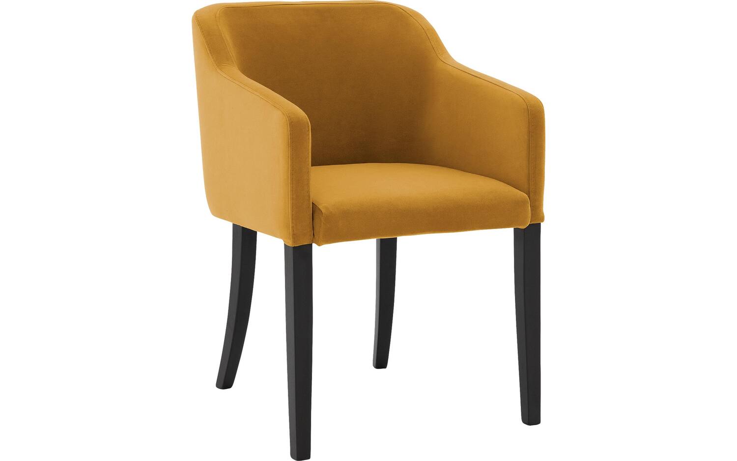 Goossens Eetkamerstoel Peda geel velvet stof met armleuning, elegant chic - 8718823186482