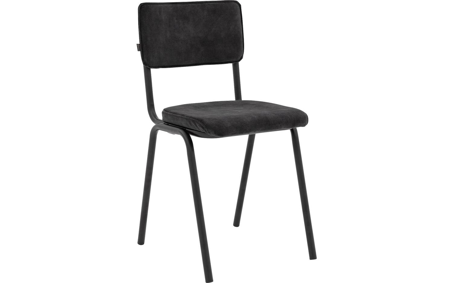 Goossens Eetkamerstoel Chaplin grijs velvet stof leuning, urban industrieel - 8718823190632