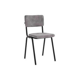 Goossens Eetkamerstoel Chaplin grijs velvet stof leuning, urban industrieel - 8718823204681