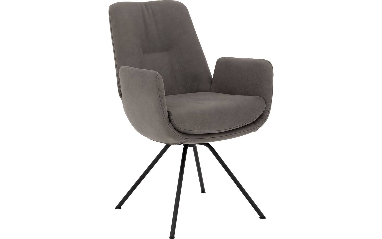 Goossens Excellent Eetkamerstoel Mabach grijs leer Vaste uitvoering met armleuning, stijlvol landelijk - 8718823200584