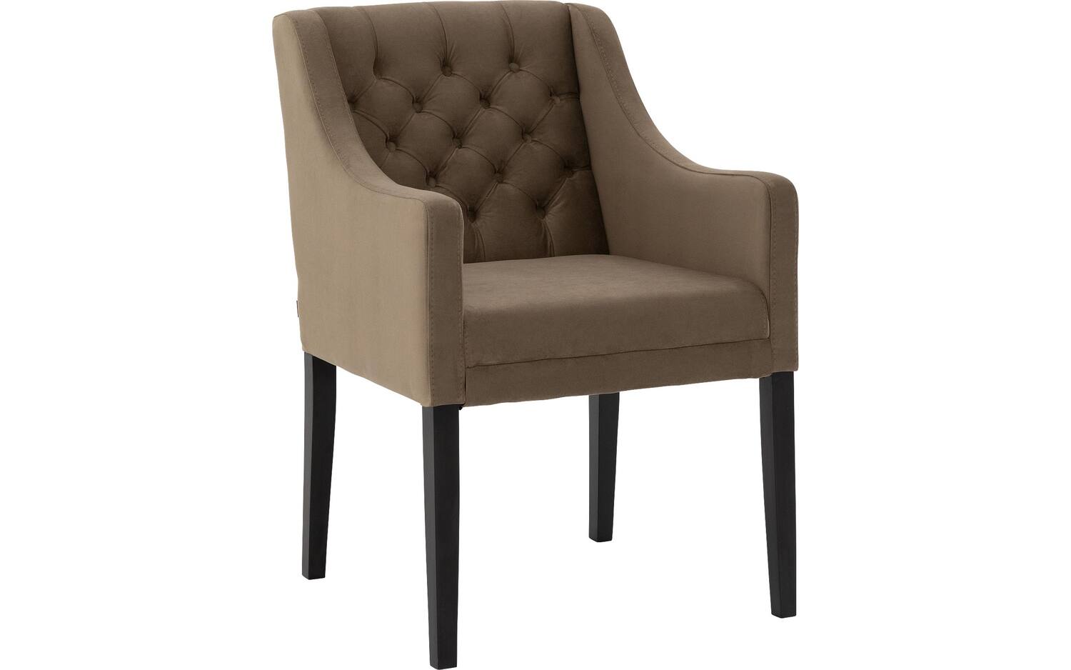 Goossens Eetkamerstoel Pearl bruin velvet stof met armleuning, stijlvol landelijk - 8718823201222