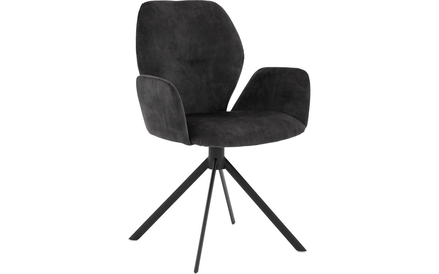 Goossens Eetkamerstoel Hera antraciet velvet stof met armleuning, modern design - 8718823201765