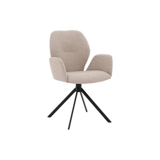 Goossens Eetkamerstoel Hera beige stof met armleuning, modern design - 8718823202199