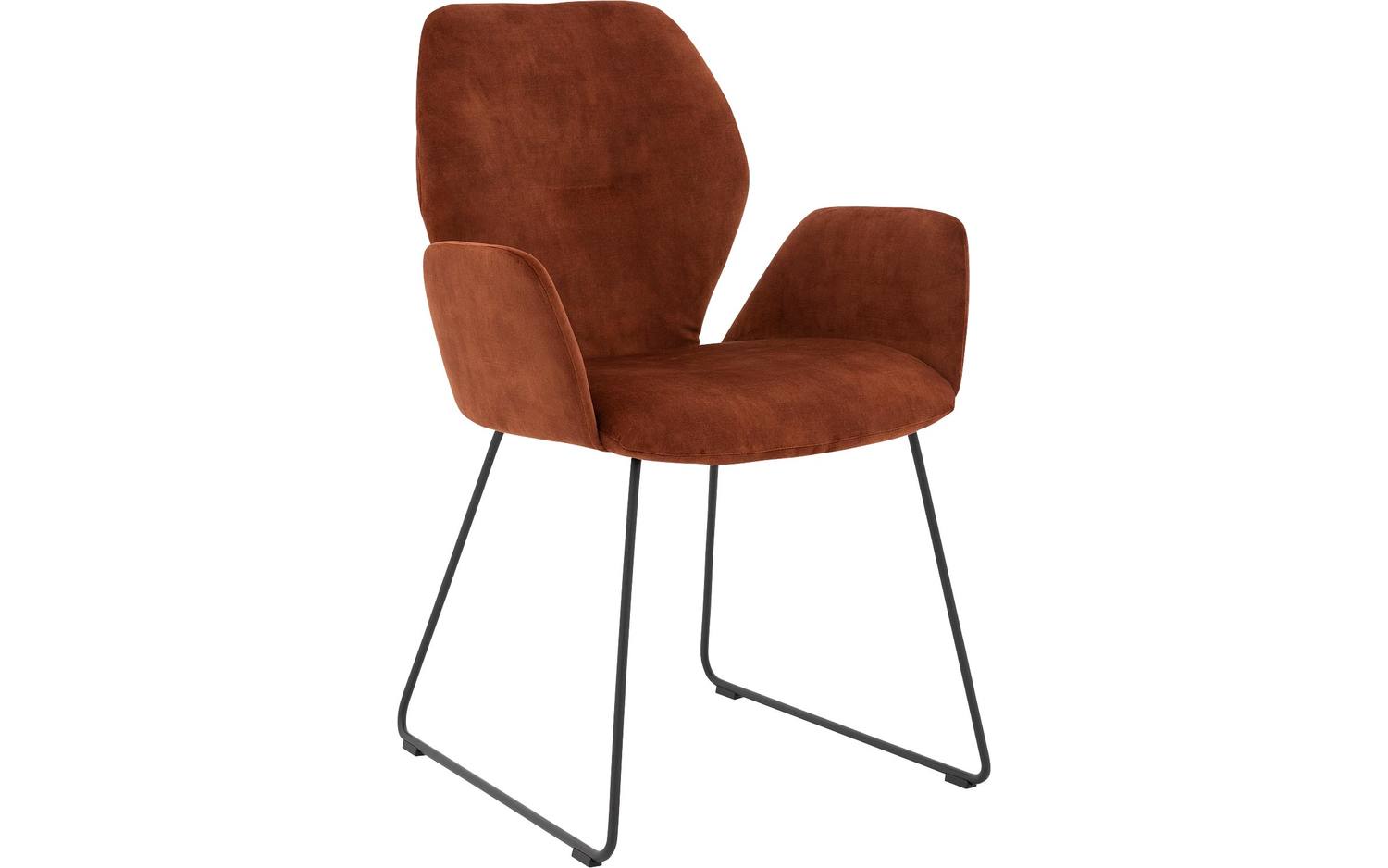 Goossens Eetkamerstoel Hera koper velvet stof met armleuning, modern design - 8718823202069