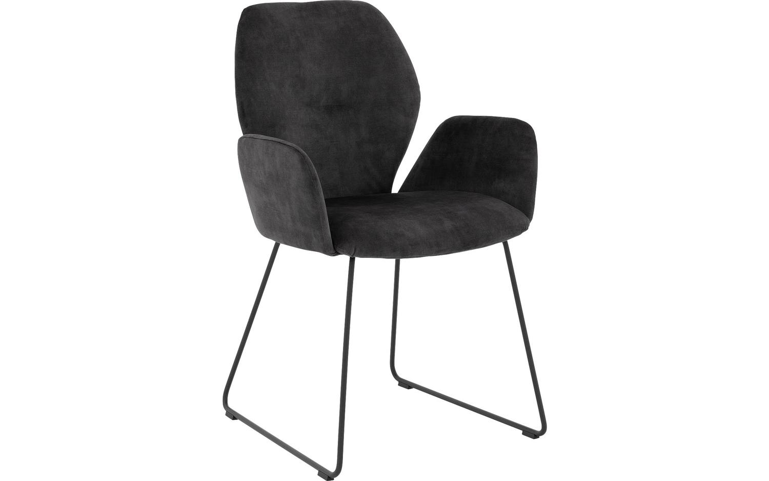 Goossens Eetkamerstoel Hera antraciet velvet stof met armleuning, modern design - 8718823201857