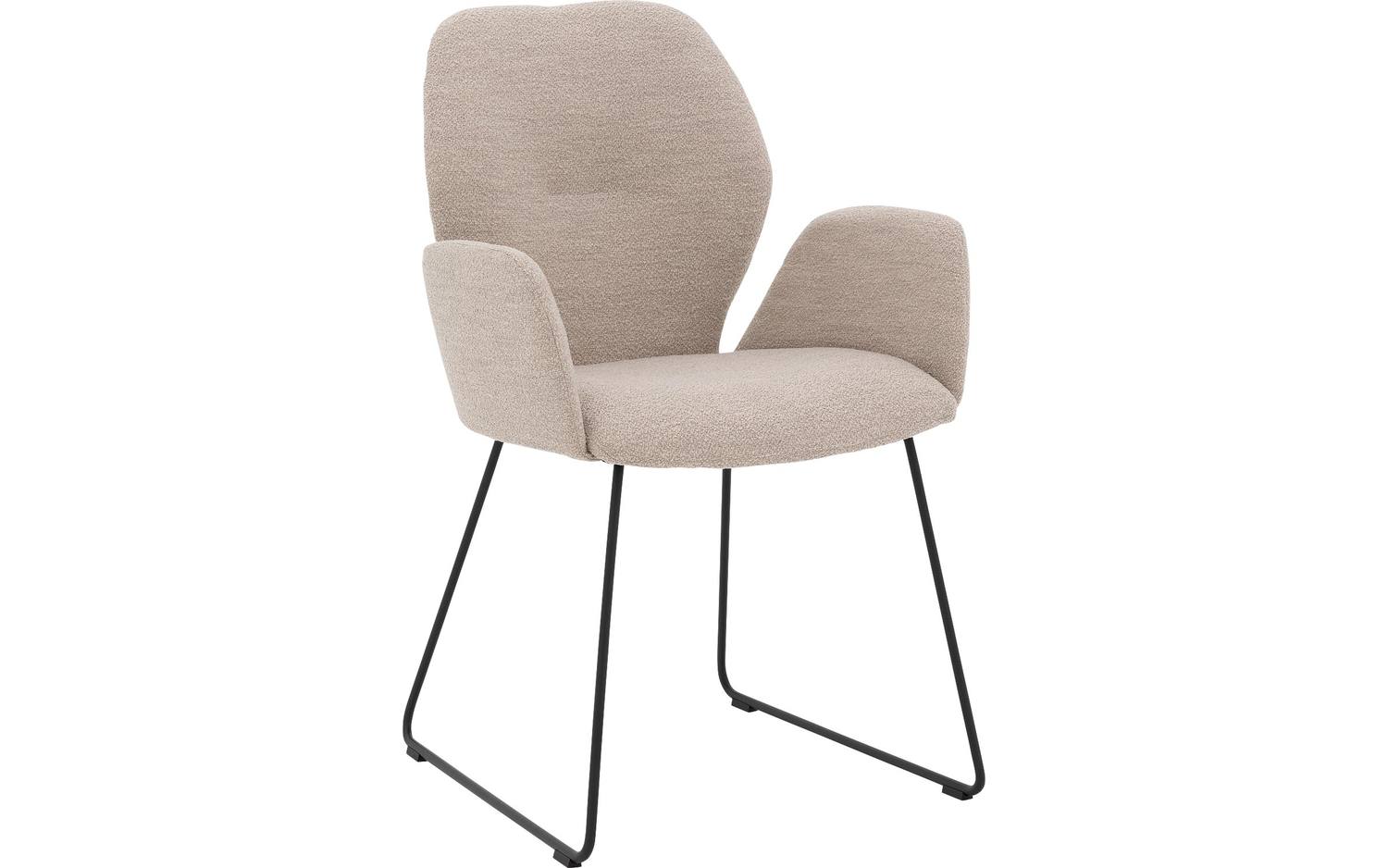 Goossens Eetkamerstoel Hera beige stof met armleuning, modern design - 8718823202175