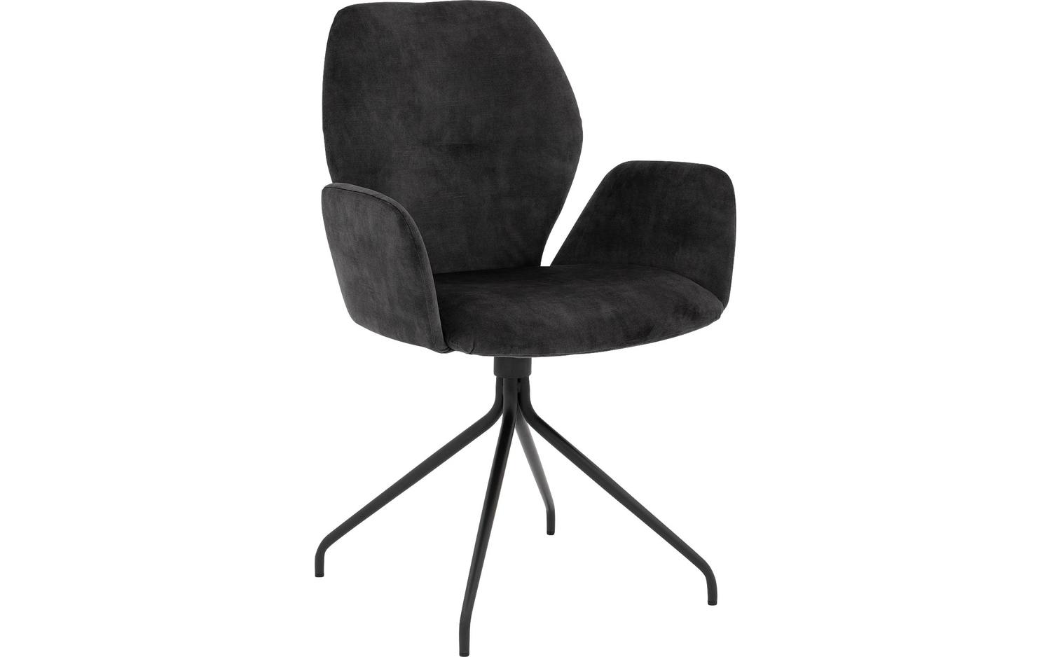 Goossens Eetkamerstoel Hera antraciet velvet stof met armleuning, modern design - 8718823201819