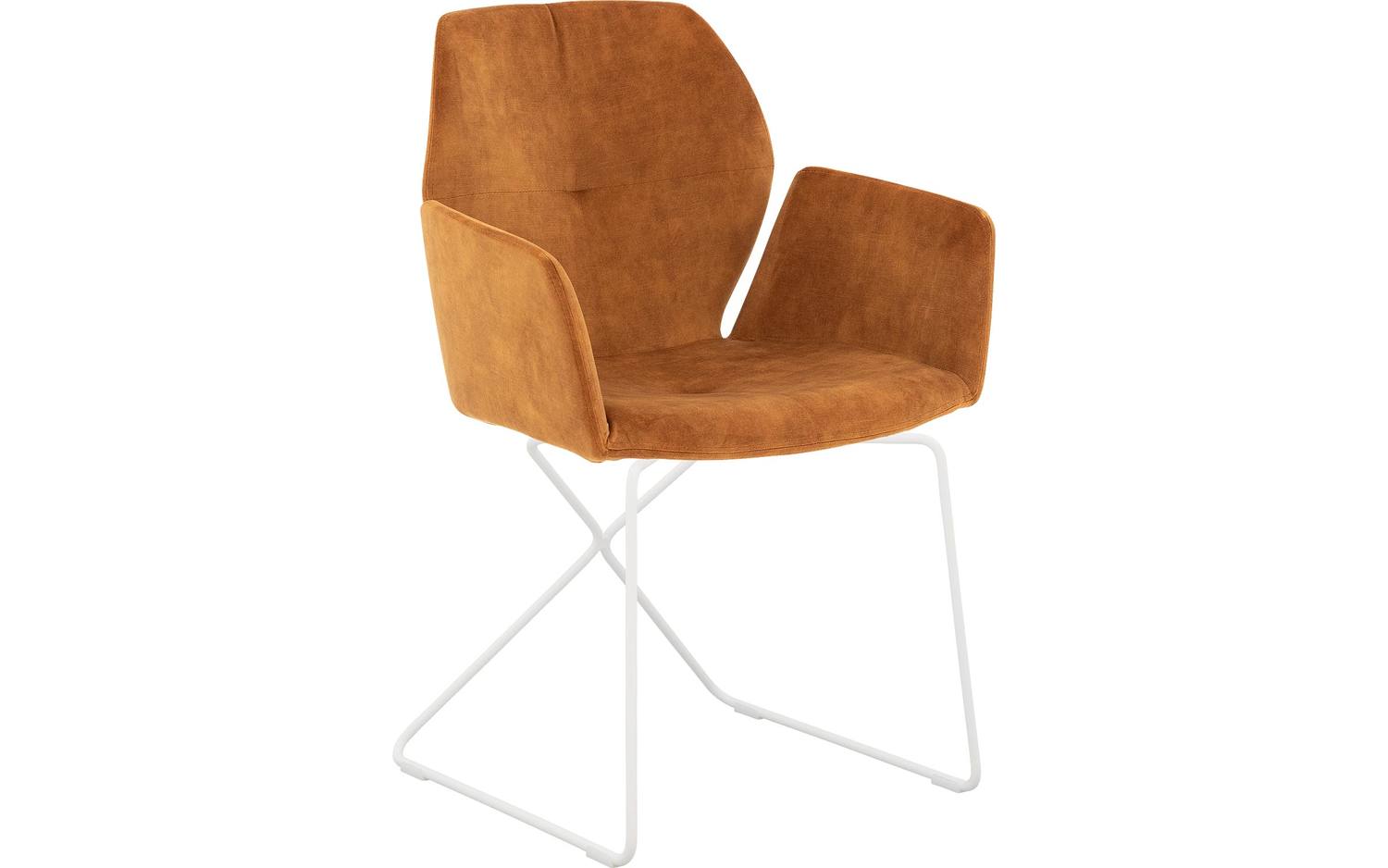 Goossens Excellent Eetkamerstoel Manzini cognac velvet stof met armleuning, modern design - 8718823223491