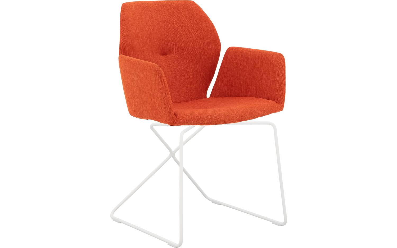 Goossens Excellent Eetkamerstoel Manzini oranje stof met armleuning, modern design - 8718823223576