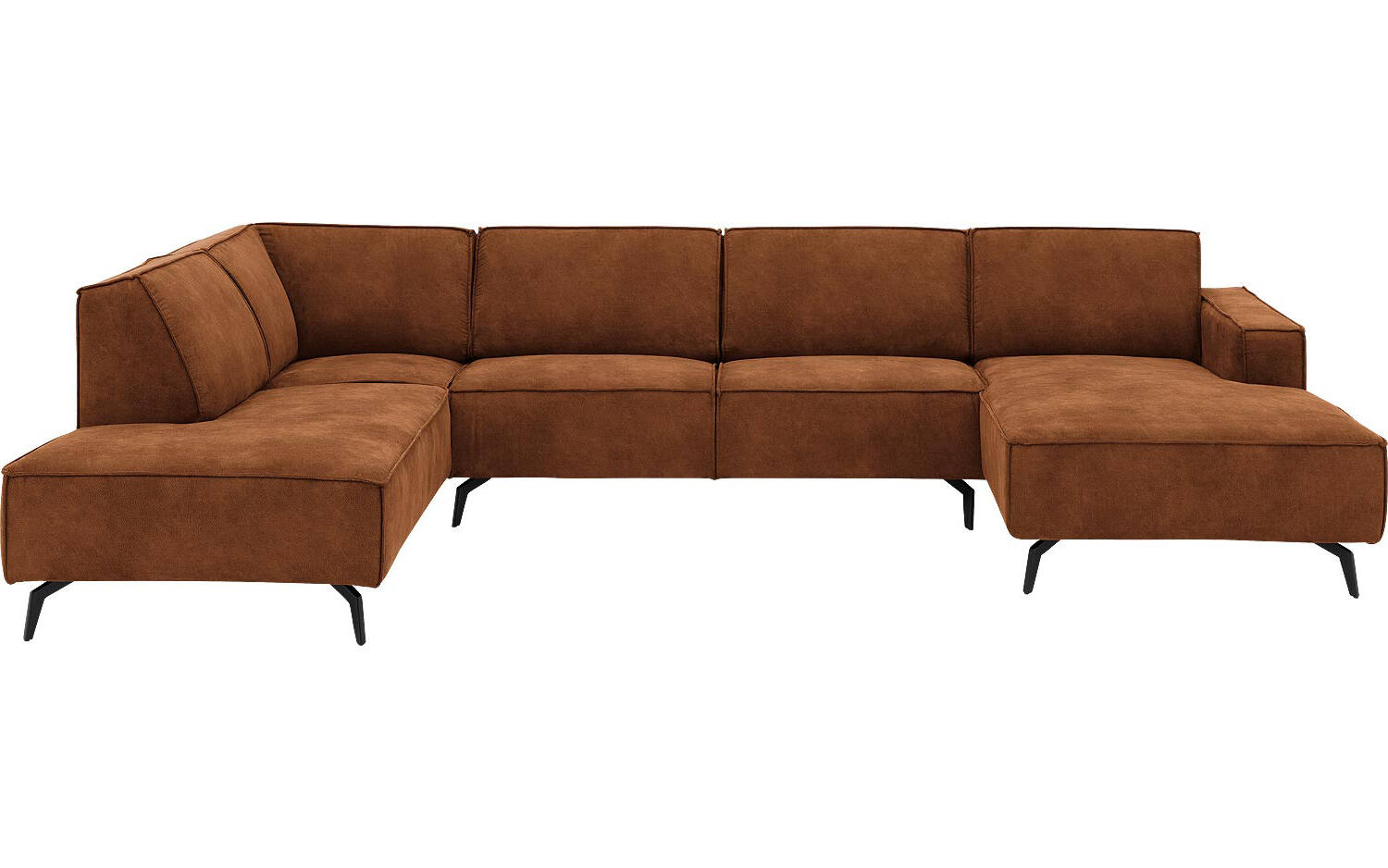 Goossens Hoekbank Hercules bruin, microvezel, 2,5-zits, modern design met ligelement links - 8718823330762