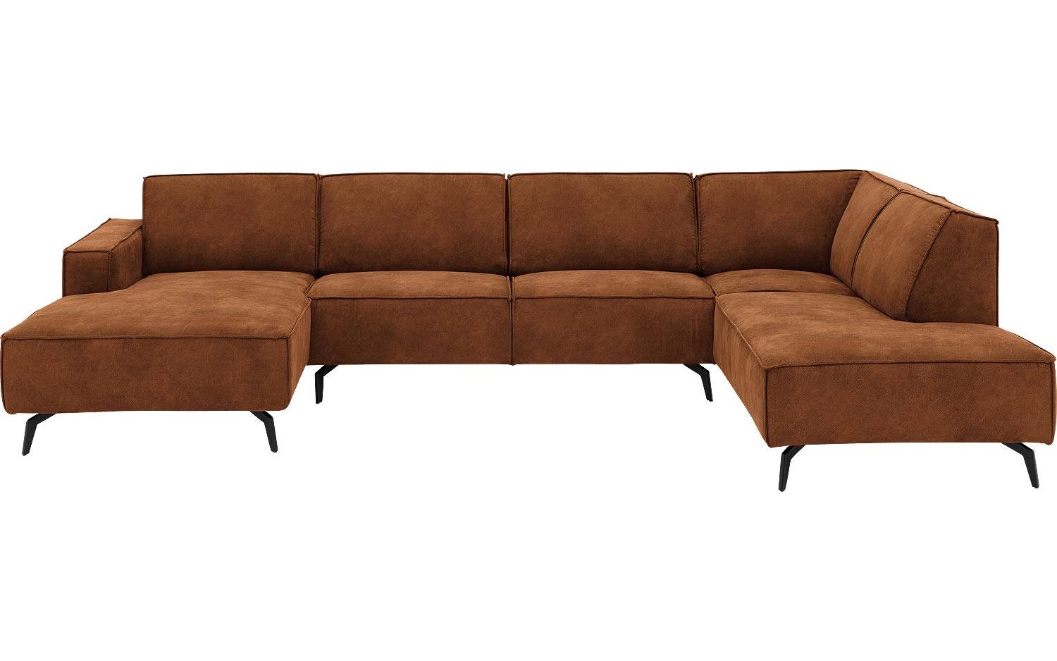 Goossens Hoekbank Hercules bruin, microvezel, 2,5-zits, modern design met ligelement rechts