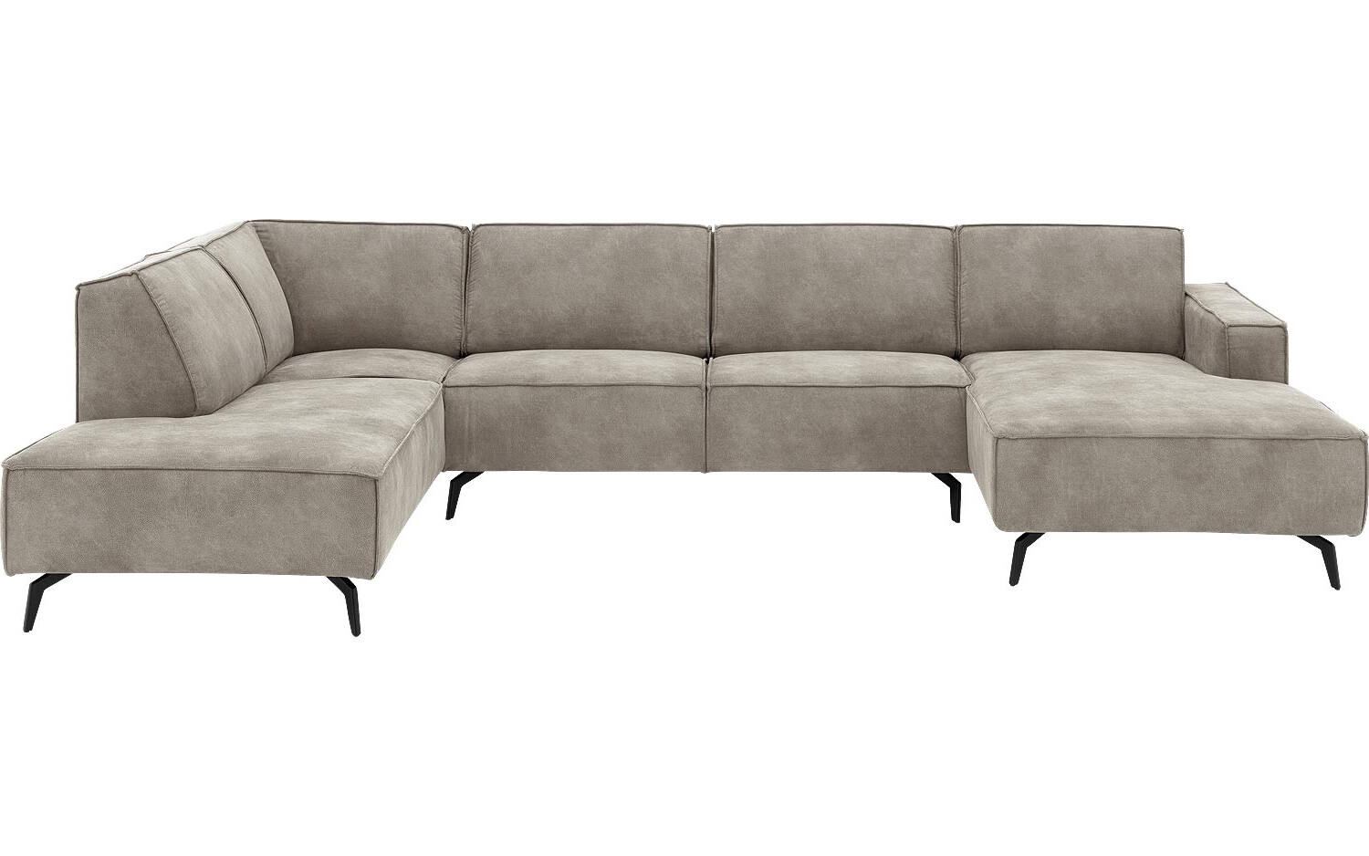 Goossens Hoekbank Hercules grijs, microvezel, 2,5-zits, modern design met ligelement links - 8718823330748