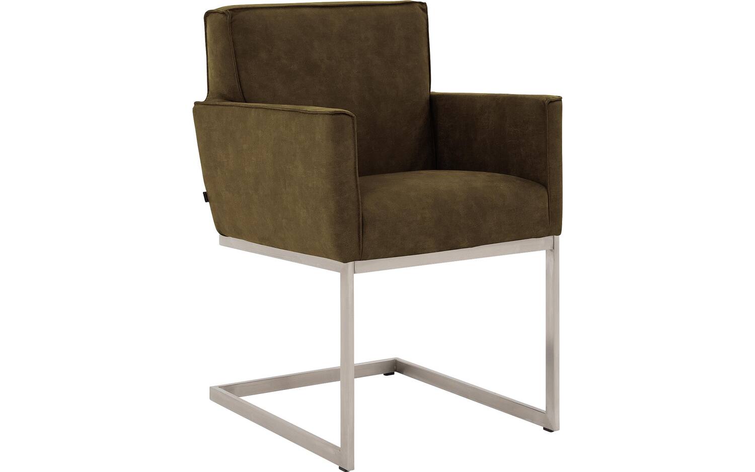 Goossens Excellent Eetkamerstoel Tom groen micro leer met armleuning, urban industrieel - 8718823241419