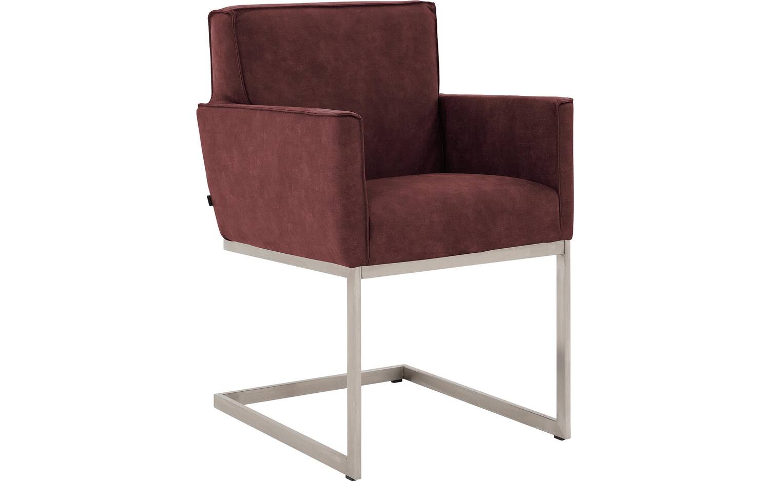 Goossens Excellent Eetkamerstoel Tom rood micro leer met armleuning, urban industrieel - 8718823241426