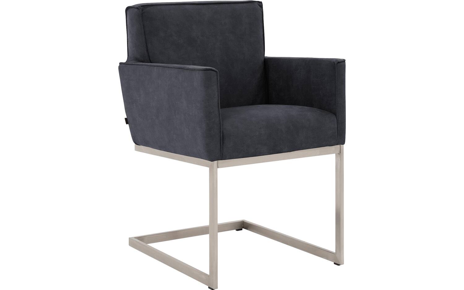 Goossens Excellent Eetkamerstoel Tom blauw micro leer met armleuning, urban industrieel - 8718823241433