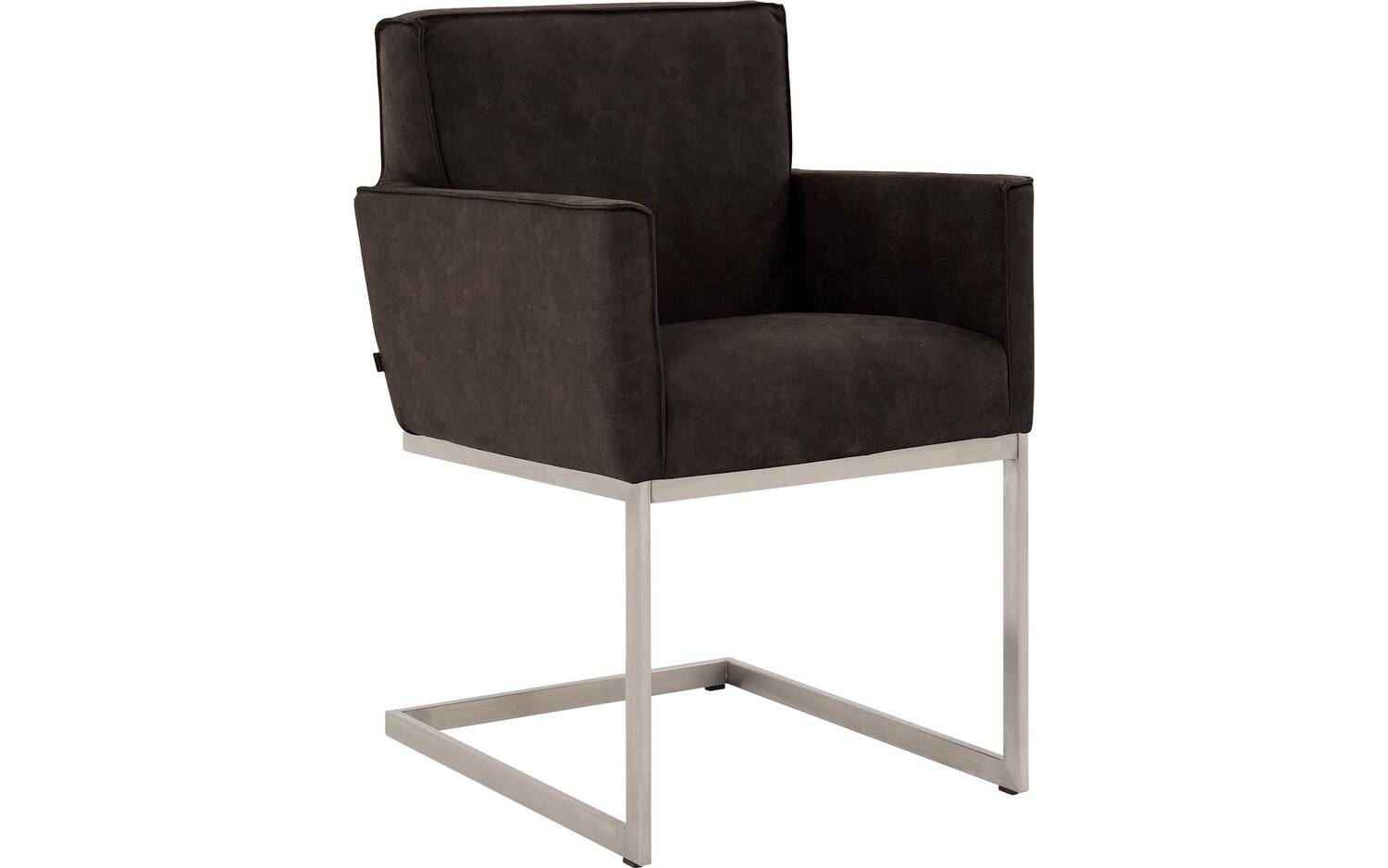 Goossens Excellent Eetkamerstoel Tom bruin micro leer met armleuning, urban industrieel - 8718823232615