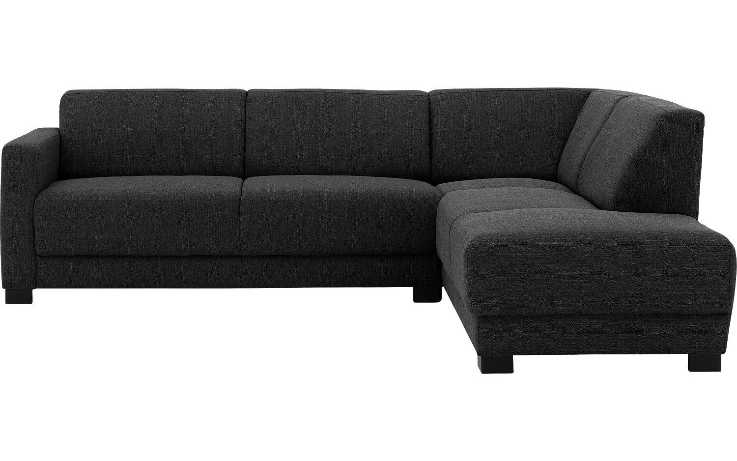 Goossens Bank My Style zwart, stof, 2,5-zits, stijlvol landelijk met chaise longue rechts - 8718823227253