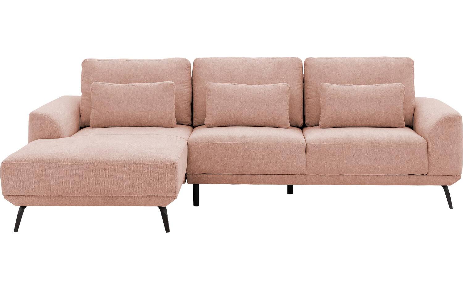 Goossens Excellent Bank Princess Met Elektrisch Uitschuifbaar Zitvlak roze, stof, 2,5-zits, elegant chic met chaise longue links - 8718823245493