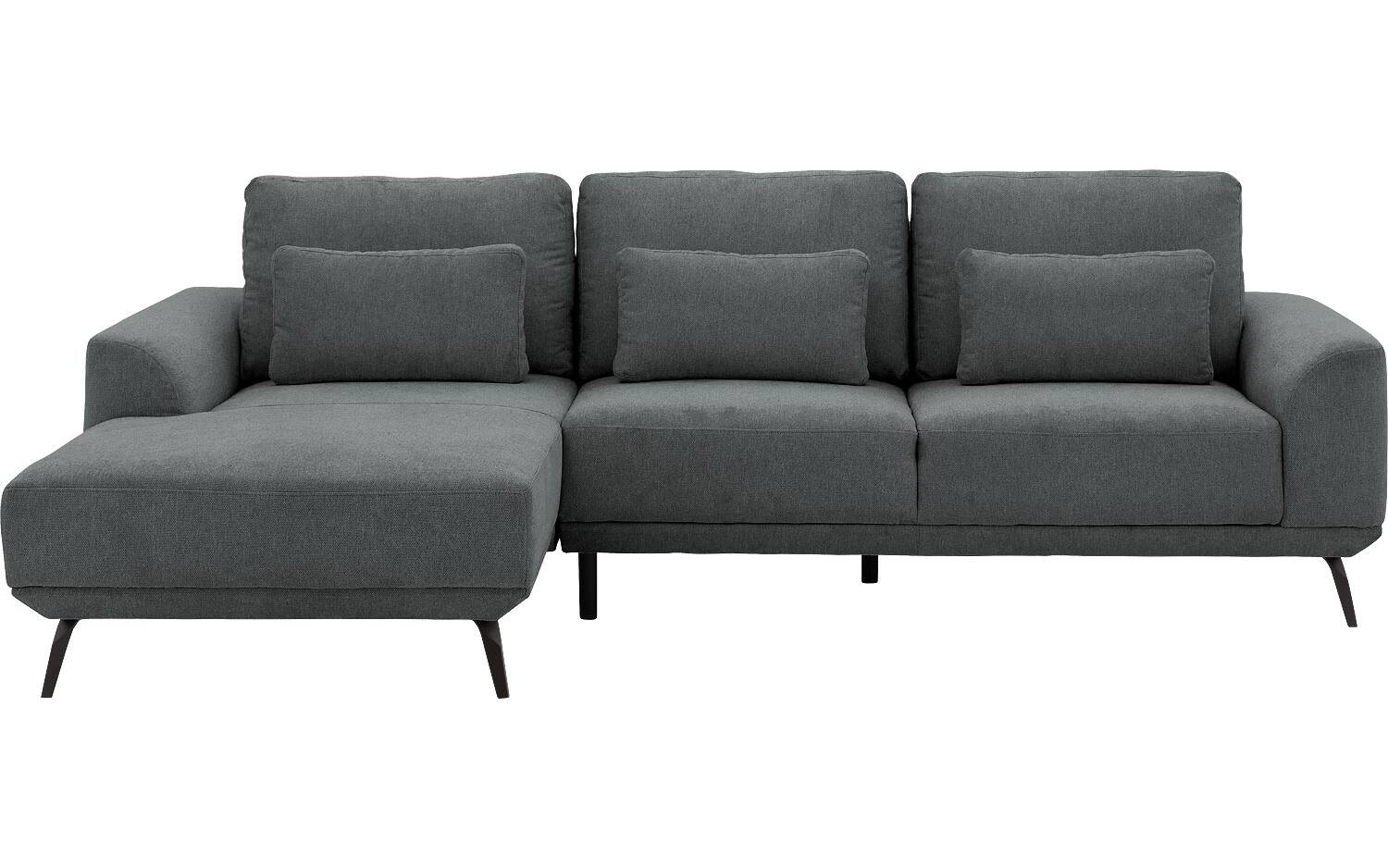 Goossens Excellent Bank Princess Met Elektrisch Uitschuifbaar Zitvlak antraciet, stof, 2,5-zits, elegant chic met chaise longue links - 8718823245547