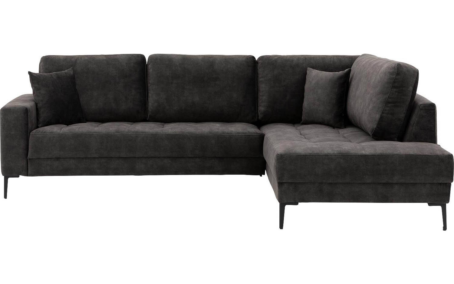 Goossens Bank Coco zwart, stof, 2-zits, stijlvol landelijk met ligelement rechts - 8718823300444