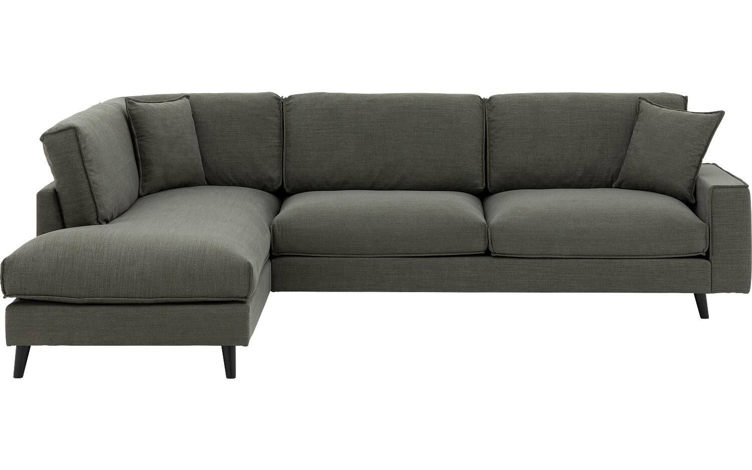 Goossens Bank Jonas groen, stof, 3,5-zits, urban industrieel met ligelement links - 8718823232820