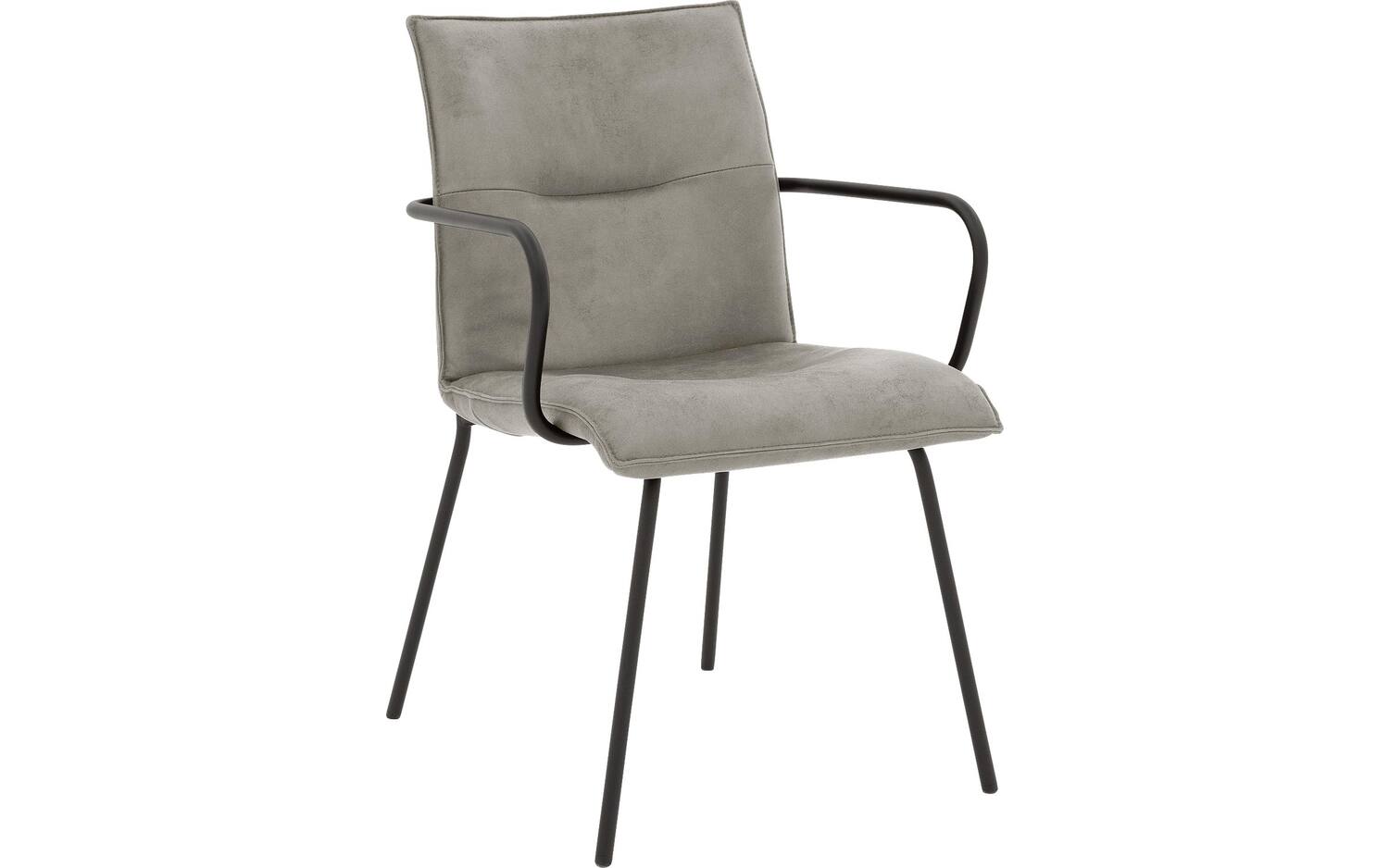 Goossens Eetkamerstoel Milan grijs micro leer met armleuning, stijlvol landelijk - 8718823236095