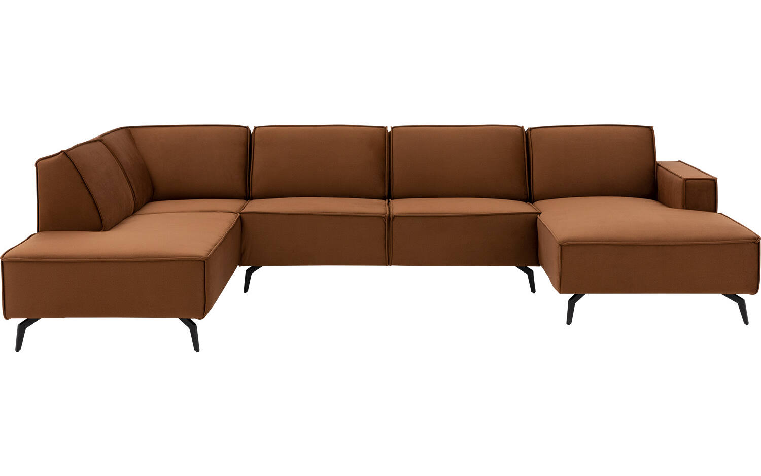 Goossens Hoekbank Hercules bruin, stof, 2,5-zits, modern design met ligelement links