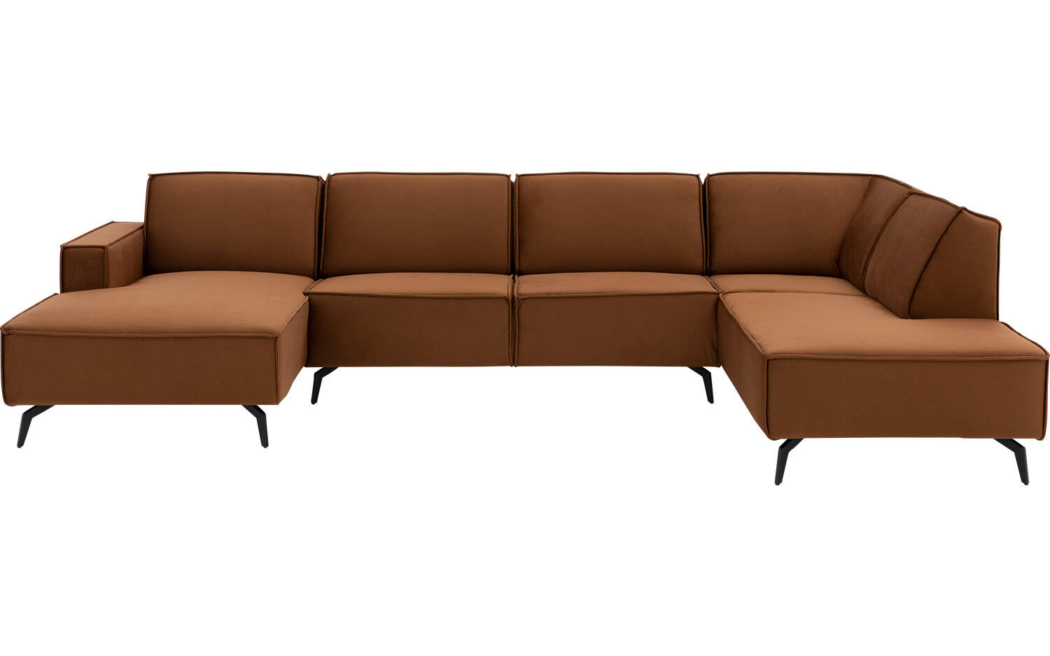 Goossens Hoekbank Hercules bruin, stof, 2,5-zits, modern design met ligelement rechts