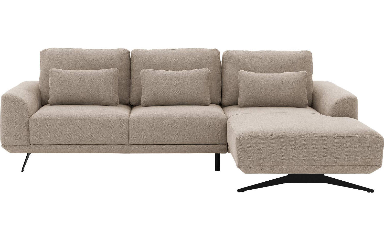 Goossens Excellent Bank Princess Met Elektrisch Uitschuifbaar Zitvlak beige, stof, 3-zits, elegant chic met chaise longue rechts - 8718823229066