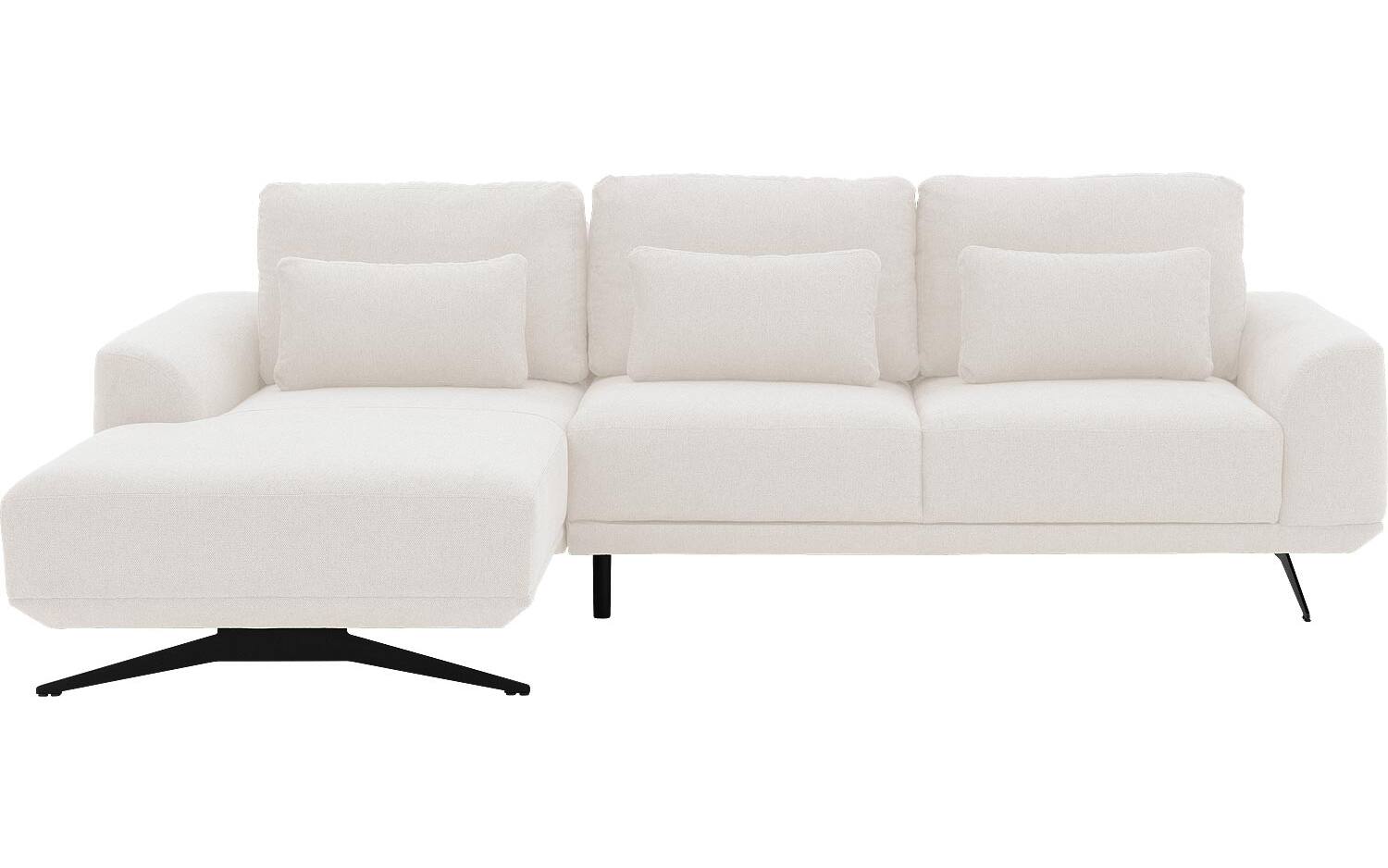 Goossens Excellent Bank Princess Met Elektrisch Uitschuifbaar Zitvlak wit, stof, 3-zits, elegant chic met chaise longue links - 8718823228960