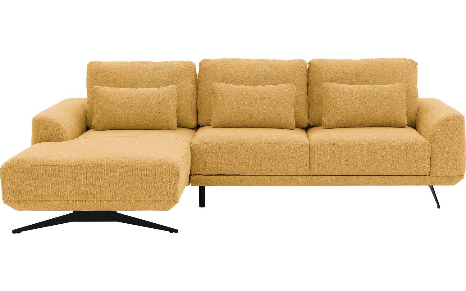 Goossens Excellent Bank Princess Met Elektrisch Uitschuifbaar Zitvlak geel, stof, 2,5-zits, elegant chic met chaise longue links - 8718823228786