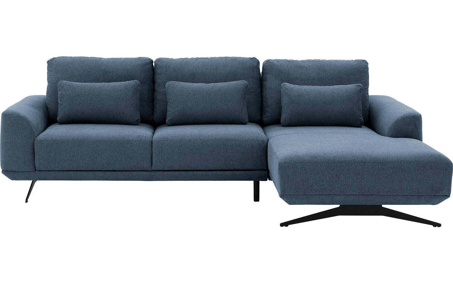 Goossens Excellent Bank Princess Met Elektrisch Uitschuifbaar Zitvlak blauw, stof, 3-zits, elegant chic met chaise longue rechts - 8718823229127