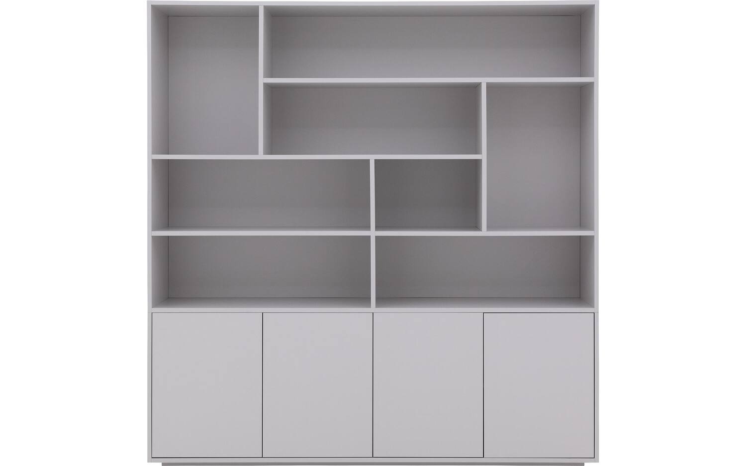 Goossens Basic Buffetkast Madrid, 4 dichte deuren 8 open vakken, grijs melamine, 184 x 191 x 45 cm, elegant chic - 8718823246131