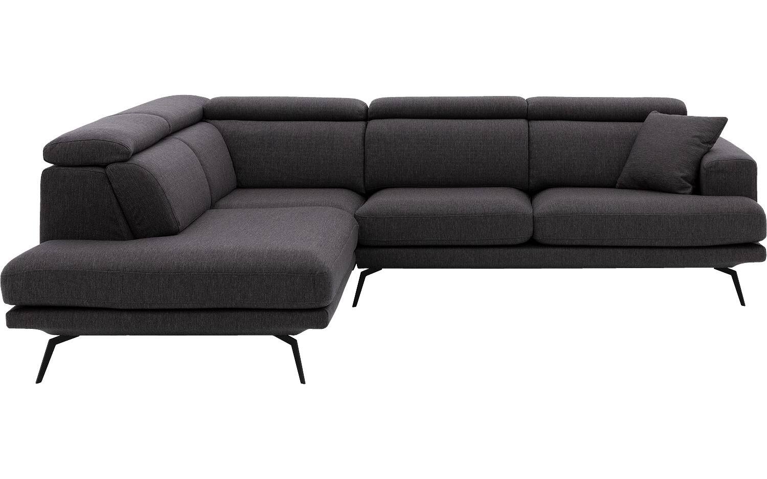 Goossens Hoekbank Viggo donkerbruin, stof, 2,5-zits, modern design met ligelement links - 8718823259230