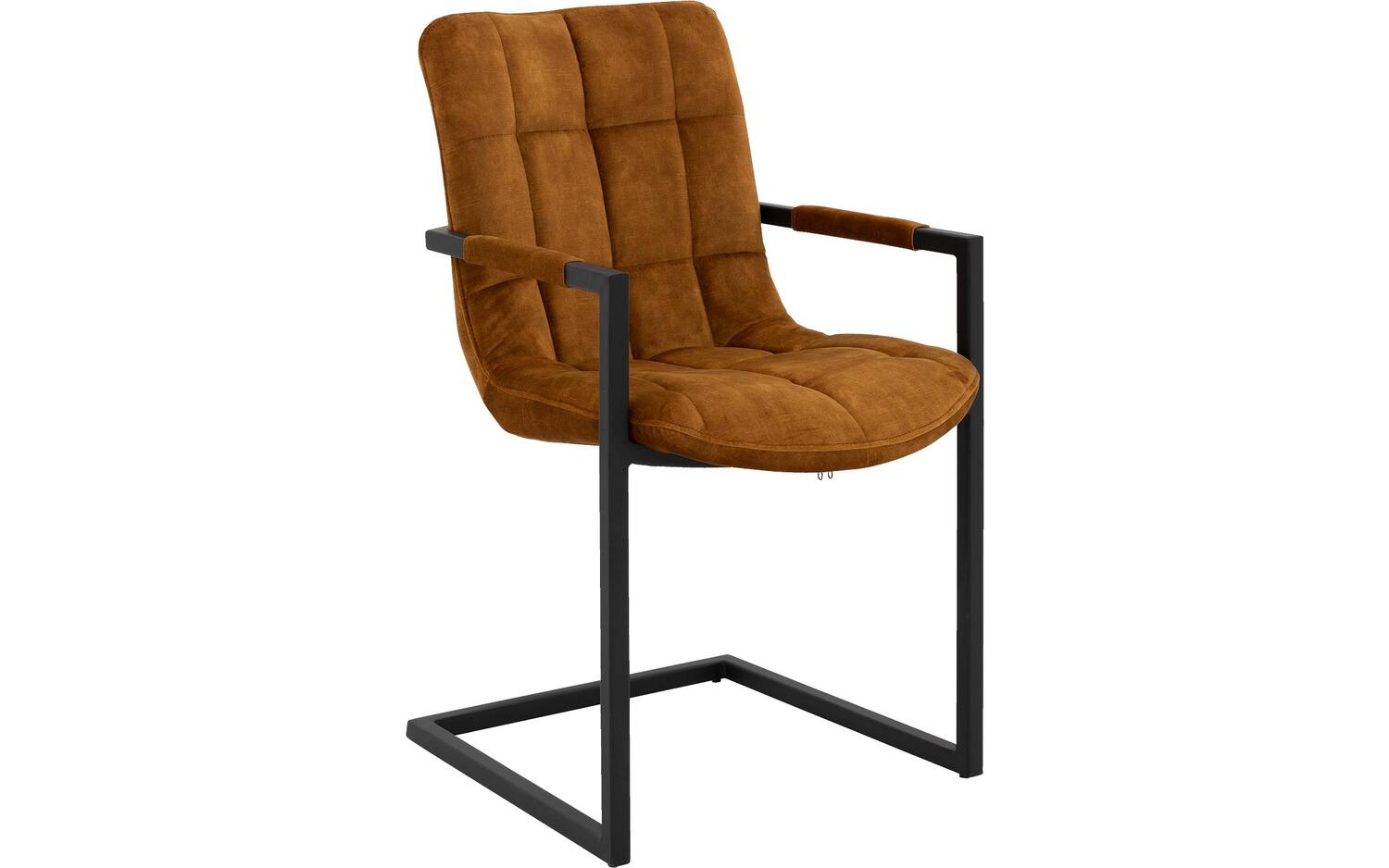 Goossens Eetkamerstoel Steven geel stof met armleuning, urban industrieel - 8718823248135