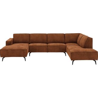 Goossens Hoekbank Hercules bruin, microvezel, 2-zits, modern design met ligelement rechts